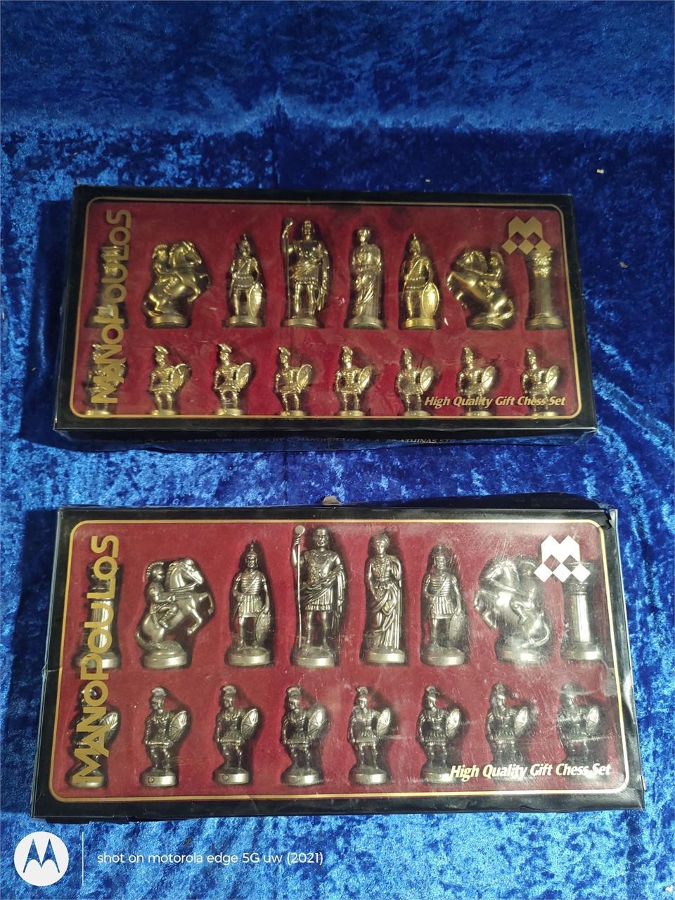 MANOPOULOS METAL CHESS SET ATHENS GREECE