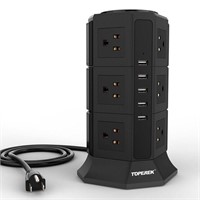 NEW $38 15A USB Power Tower socket w/10ft cord