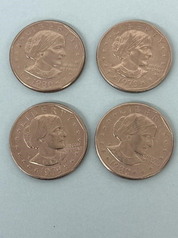 4 cnt Susan B Anthony Dollar Coins 1979-1980