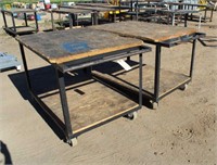 (2) Metal Carts w/Plywood Tops Approx 53"x35"x36"