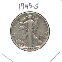 1945-S Walking Liberty Silver Half Dollar