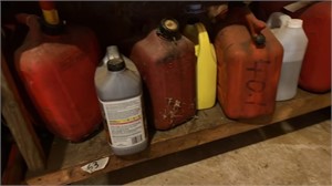Shelf of gas, cans, and antifreeze