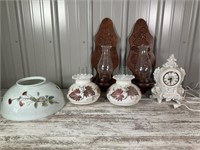 Glass Globes, Shade, Wood Candle Sconces,