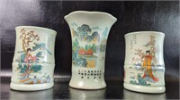 Porcelain Chinoiserie Wall Pocket Vases