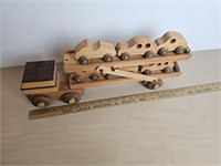 vintage wood toy car hauler