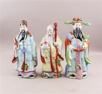 Chinese Porcelain Sanxing Sculptures 3pc