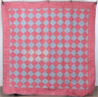 Red & Blue Patchwork Square Quilt