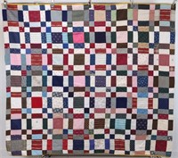 1800s Red White & Blue Patchwork Quilt