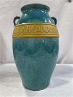36 CM TALL BLUE AND YELLOW VASE