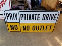 Private Drive No Outlet Tin Sign x2