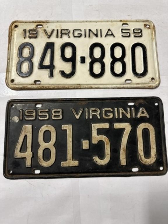 1958 & 1959 VA LICENSE PLATES