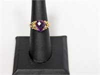 Vermeil/.925 Sterling Purple Stone Ring Sz 7