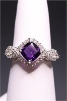 Amethyst dinner ring, lab created