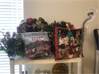 Christmas Lot - Wreath, pillow, picks, floral etc.