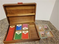 Playing card, wood storage box