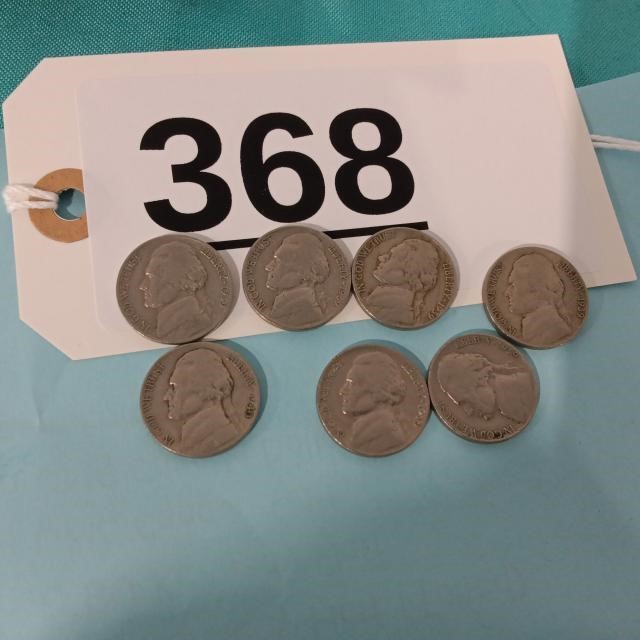 7 Jefferson Nickels - 1939-1940