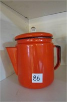 Orange Enamelware Coffee Pot
