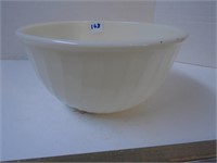 White 9" x 4.5"h Fire King Bowl  swirl Patttern