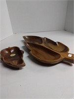 (2) Carved Wooden Trays