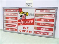 Badger Ice Cream Menu Board (24x12)