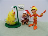 (3) Annalee Dolls - Monkey, Duck & Elf