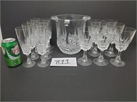 15 Crystal Wine Glasses and Ice Bucket (No Ship)