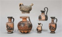 6 Greek Style Pottery Vessels