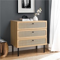 Chaucer 3 Drawer Chest in Oak Finish & Rattan