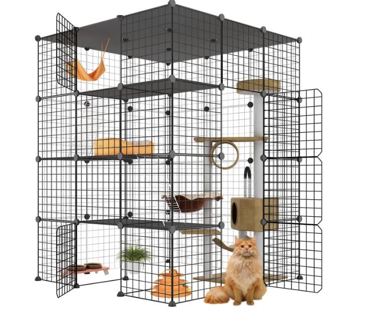 Large (1-4) Cat Cage Play Pen Enclosure w/Balcony
