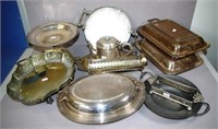 Quantity of various silver plate serving items