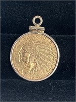 1909 Gold Coin Pendant - 2.50 Indian