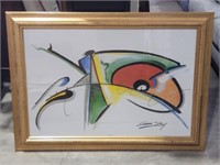 Artist Signed Abstract Artwork In Frame