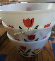 3 Fire King Tulip Nesting Mixing Bowls