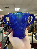 VTG MOSSER COBALT GLASS STRAWBERRY CUP