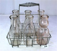 (6) Milk Bottles w/Carrier