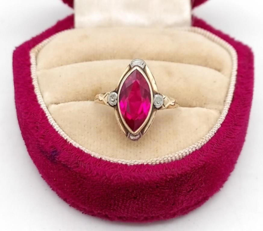 (WX) 10K Yellow Gold Ruby Ring