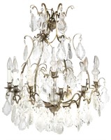 French Bronze and Faceted Crystal Chandelier