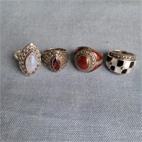 Vtg 3 Sterling Rings and 1 Other (Set of 4)