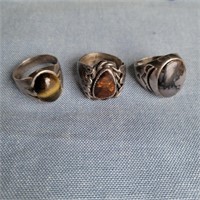 Vtg Men's Sterling Rings (Set of 3)