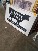 KITCHEN CLOSED COW SIGN