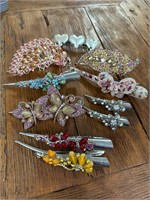 Vintage duck bill jeweled hair clips