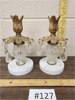 Vintage candle holders -missing a few pendants