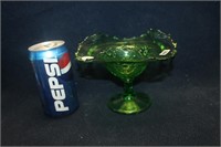 FENTON GREEN GLASS COMPOTE