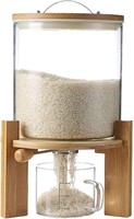Glass Rice Dispenser with Wooden Stand