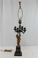 Brass Cherub Candelabra Lamp