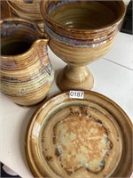 Pottery set of 3 signed