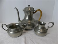 BENEDICT PROCTOR 3 PC PEWTER TEA SERVICE