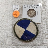 World War 2 Miltary Patch 4th Army & 1942P