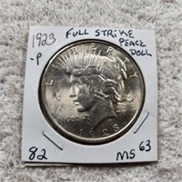 1923P Peace Dollar Full Strike MS63