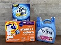 156 count tide pods, 170oz downy & oxi clean
